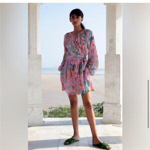NWT Banjanan Bazaar Tropical Bird Print Wrap Mini Dress
